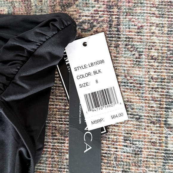 NWT LA BLANCA Island Goddess High Waist Tummy Control Bikini Bottom in Black 8 - Picture 6 of 6